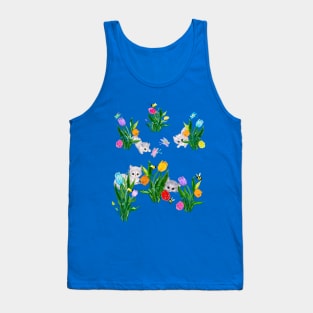 Cats flowers butterflies bees springtime art Tank Top